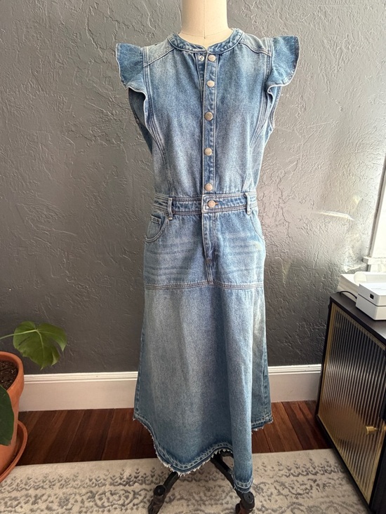 ba&sh Dresses & Skirts - ba&sh Light Blue Denim Top with Contrast Orange Stitching